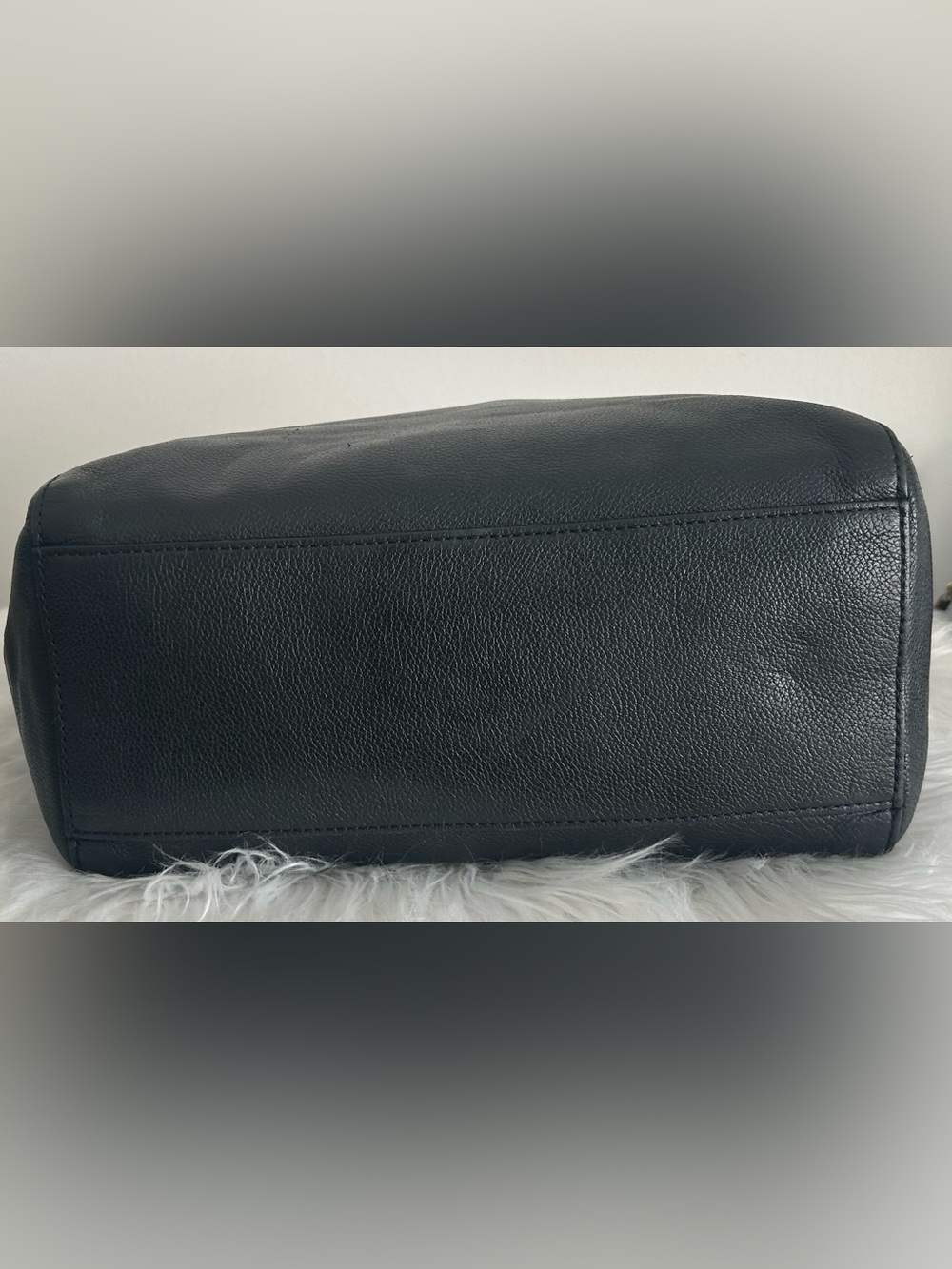 Fossil Black Leather Large Zip Top Tote Laptop Shoulder Bag Work bag - Picture 11 of 14